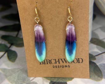 Multi-colored feather earrings