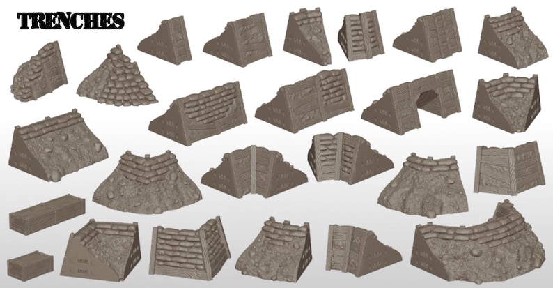 Trenches Side Model Modular Trench Terrain for a Crusade or Other Tabletop Wargame - 28mm ...