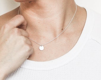 Circle Necklace, Minimalist Jewelry, Sterling Silver, Minimalist Necklace, Plain Circle, Disk Necklace, Plain Necklace, Simple Jewelry, Dot