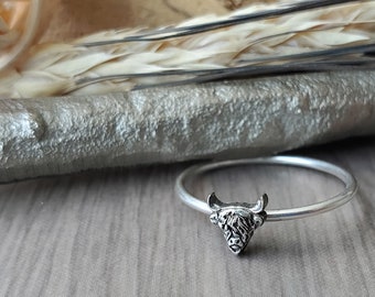 Highland Cow Ring, Sterling Silver, Highland Cow Jewelry, Silver Cow, Shaggy Cow, Fluffy Cow, Hairy Cow, 925 Cow Jewelry, Cow Ring, Scottish