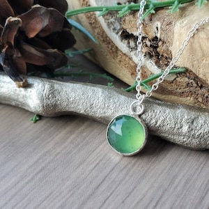 Serpentine Necklace, Sterling Silver, Round, Genuine Serpentine, Faceted, Deep Green, Serpentine Jewelry, Green Jewelry, Emerald Green