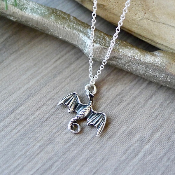 Dragon Necklace, Sterling Silver, Mythical Creatures, Dragon Jewelry, 3D Dragon, Mother of Dragons, Fairytale Necklace, Medieval Necklace