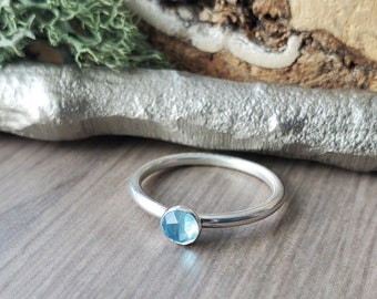 Sky Blue Topaz Ring, Sterling Silver, Minimalist Ring, Genuine Topaz, December Ring, December Birthstone, Stacking Ring, Light Blue Topaz