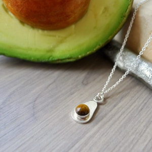 Avocado Necklace, Sterling Silver, Avocado, Avocado Jewelry, Guacamole, Avocado Gift, Vegetable Jewelry, Vegetable Necklace, Half an Avocado
