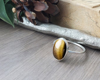 Tigers Eye Ring, Sterling Silver, Tigers Eye, Kasper, Modern Ring, Brown Ring, Tigerseye Ring, Tigers Eye Jewelry, Oval Tigers, Eye Ring