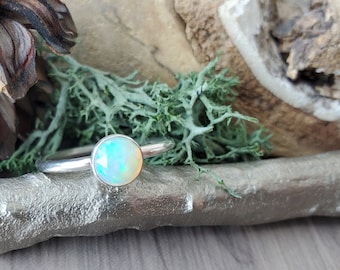 Opal Ring, Sterling Silver, Large Opal, Modern Opal Ring, October Ring, October Jewelry, October Birthstone, Genuine Opal, Welo Opal