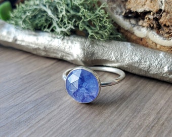 Tanzanite Ring, Sterling Silver, Large Tanzanite, Genuine Tanzanite, Purple Ring, Tanzanite, Ring Set, Modern Ring, Stacking Ring, 925Silver