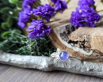 Tanzanite Ring, Sterling Silver, Minimalist Ring, Genuine Tanzanite, Purple Ring, Tanzanite, Ring Set, Modern Stacking Ring, Stacking Ring