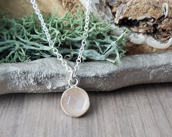 Chocolate Moonstone, Necklace, Round, Sterling Silver, June Birthstone, June Necklace, June Jewelry, Faceted Moonstone, Moon Stone, Modern