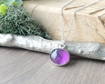 Amethyst Necklace, Sterling Silver, February Birthstone, February Jewelry, February Necklace, Genuine Amethyst, Simple Amethyst, Purple