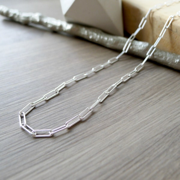 Paperclip Necklace, Sterling Silver, Paper Clip, Dainty Necklace, Paperclip Chain, Modern Necklace, Adjustable Necklace, Minimalist Necklace