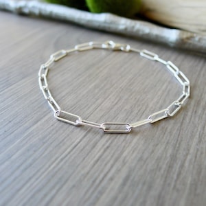 Paperclip Bracelet, Sterling Silver, Paper Clip, Dainty Bracelet, Paperclip Chain, Modern Bracelet, Adjustable Bracelet, Minimalist Bracelet