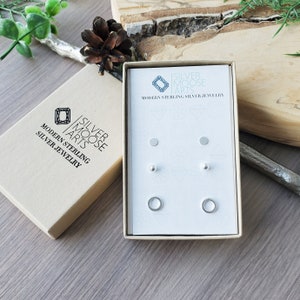 Gift Set, Silver Studs Set, Sterling Silver, Silver Earring Set, Modern Studs, Simple Studs, Small Earrings, Plain Earrings, Minimalist