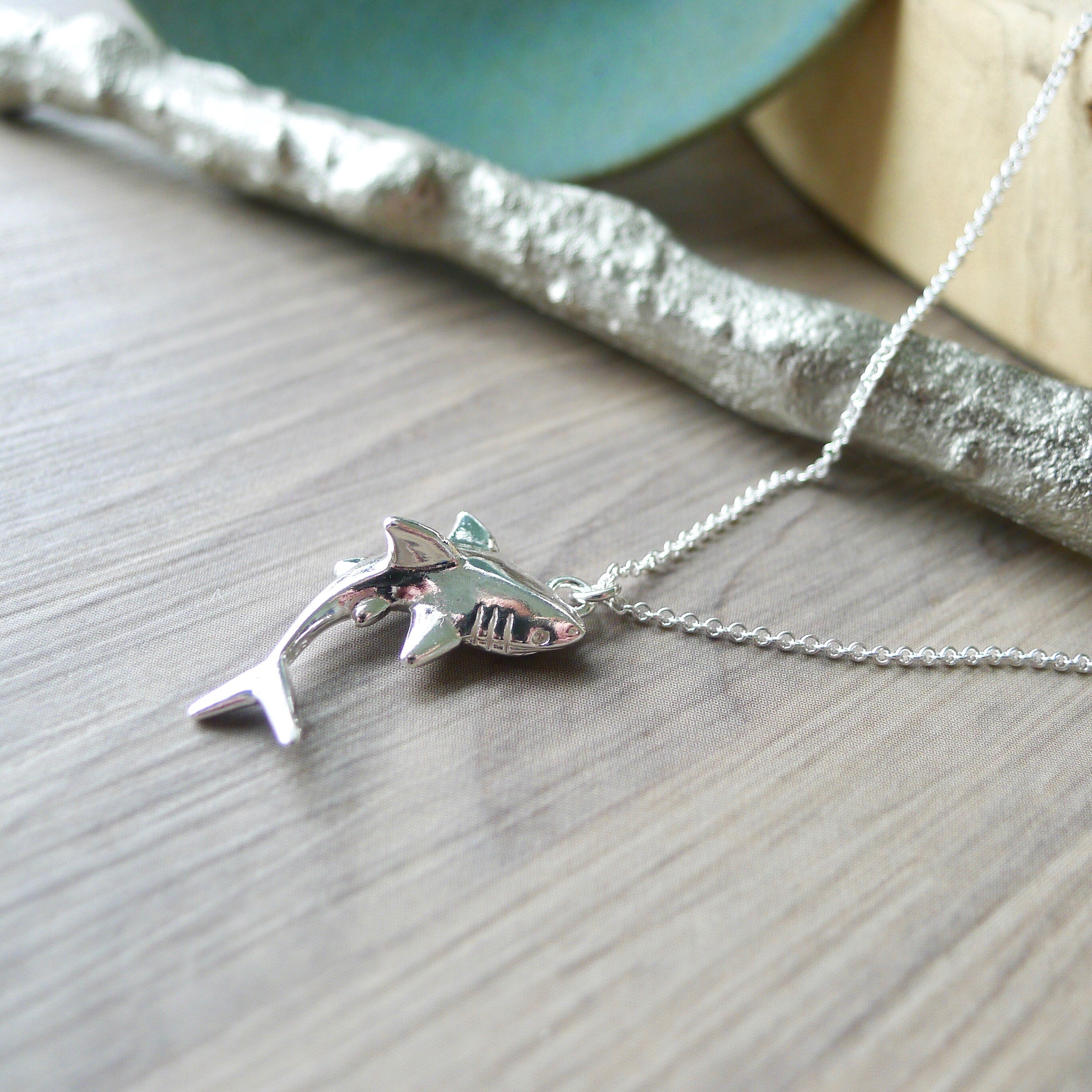 Shark Necklace Sterling Silver Nurse Shark 3D Shark Silver Shark Modern Shark Jaws Jewelry Ocean Jewelry Ocean Necklace Shark