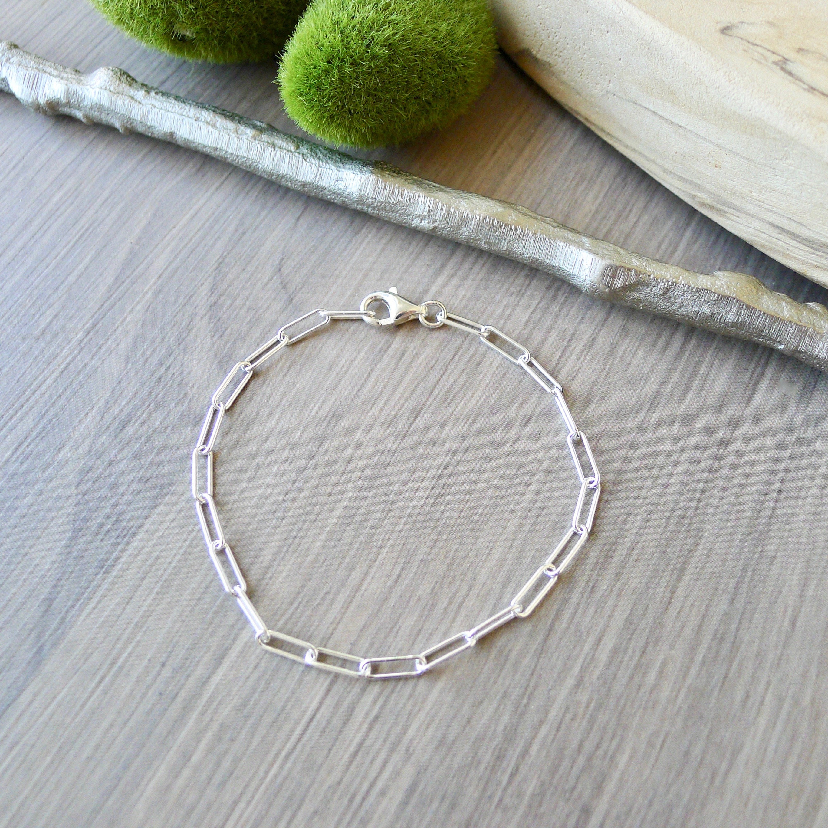 Paperclip Bracelet Sterling Silver Paper Clip Dainty Etsy Australia