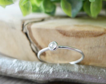 Minimalist Diamond Ring, Genuine Diamond, Sterling Silver, Engagement Ring, Diamond Jewelry, Diamond Stacking Ring, Silver Diamond Ring