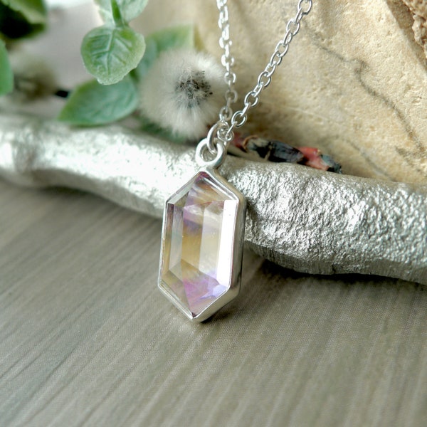 Ametrine Necklace, Sterling Silver, Citrine, Amethyst, February Birthstone, November Birthstone, Long, Hexagon, Faceted Ametrine, Geniune