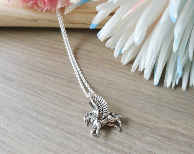 Pegasus Necklace Sterling Silver Pegasus Jewelry Greek Etsy