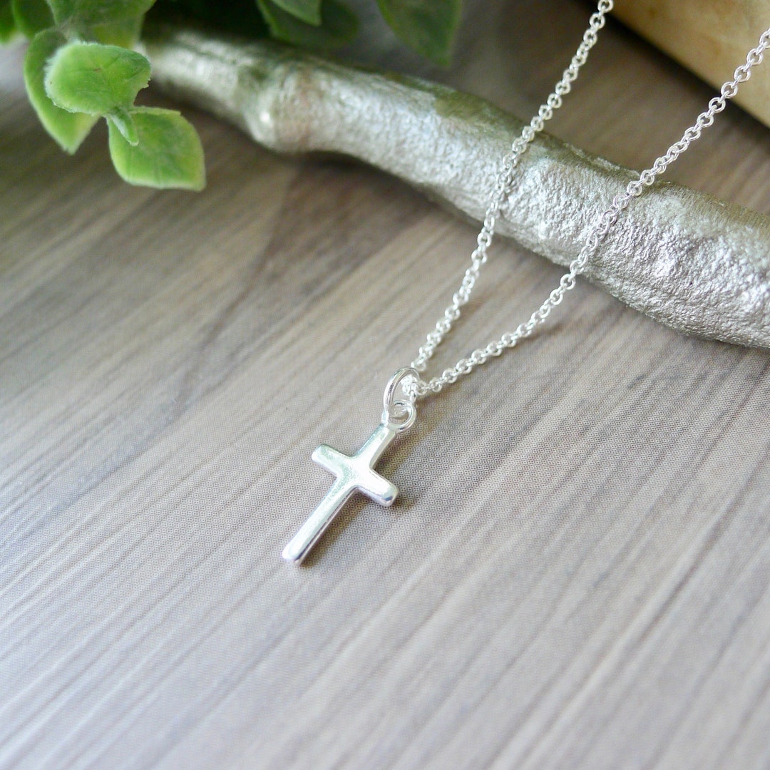 Cross Necklace, Sterling Silver, Small Cross, Simple Cross