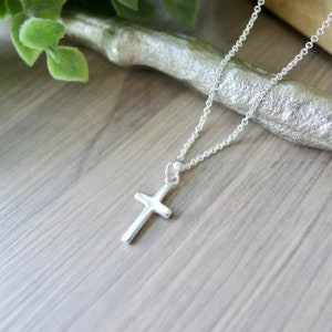 Cross Necklace, Sterling Silver, Small Cross, Simple Cross, Religious Necklace, Christian Jewelry, Baptism Gift, Minimalist Cross Thin Cross