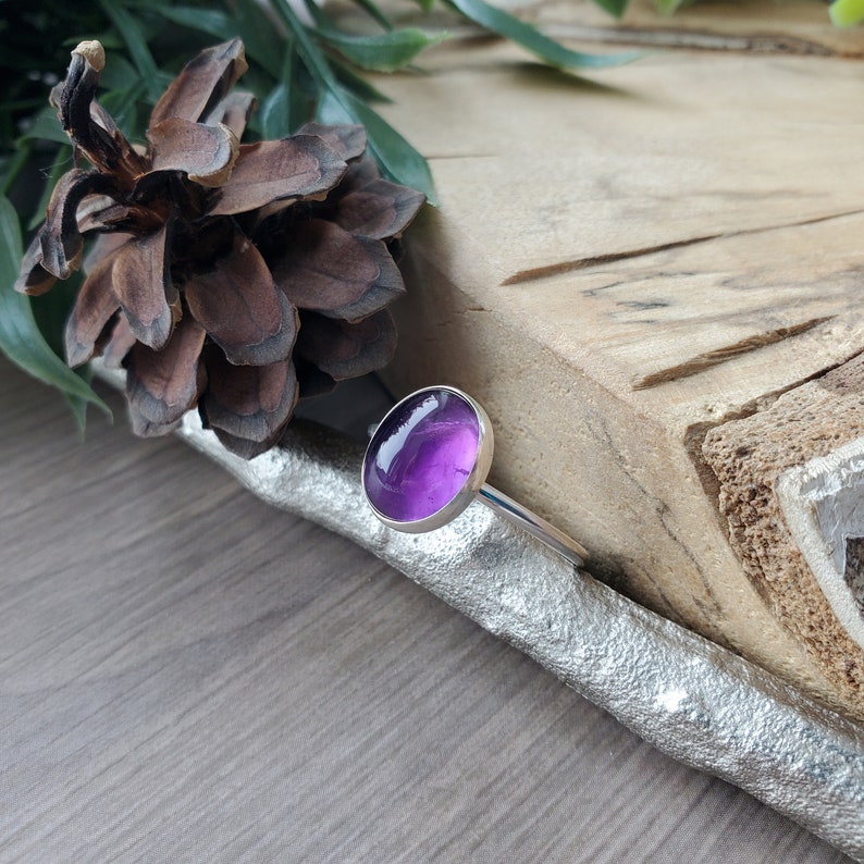 Amethyst Ring, Oval, Smooth, Deep Purple, Sterling Silver, February Birthstone, Purple Birthstone, February Gift, Small Amethyst, Genuine image 7