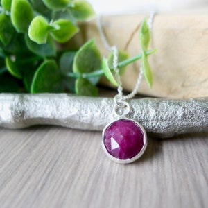 Ruby Necklace, Sterling Silver, Genuine Ruby, July Birthstone ...