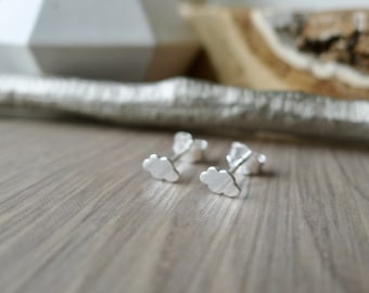 Cloud Studs, Sterling Silver, Weather Studs, Minimalist Silver Studs, Rain Clouds, Silver Cloud Earrings, Silver Cloud Studs, Tiny Clouds