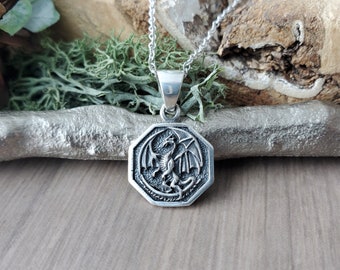 Dragon Necklace, Sterling Silver, Mythical Creatures, Dragon Jewelry, 3D Dragon, Mother of Dragons, Fairytale Necklace, Medieval Necklace