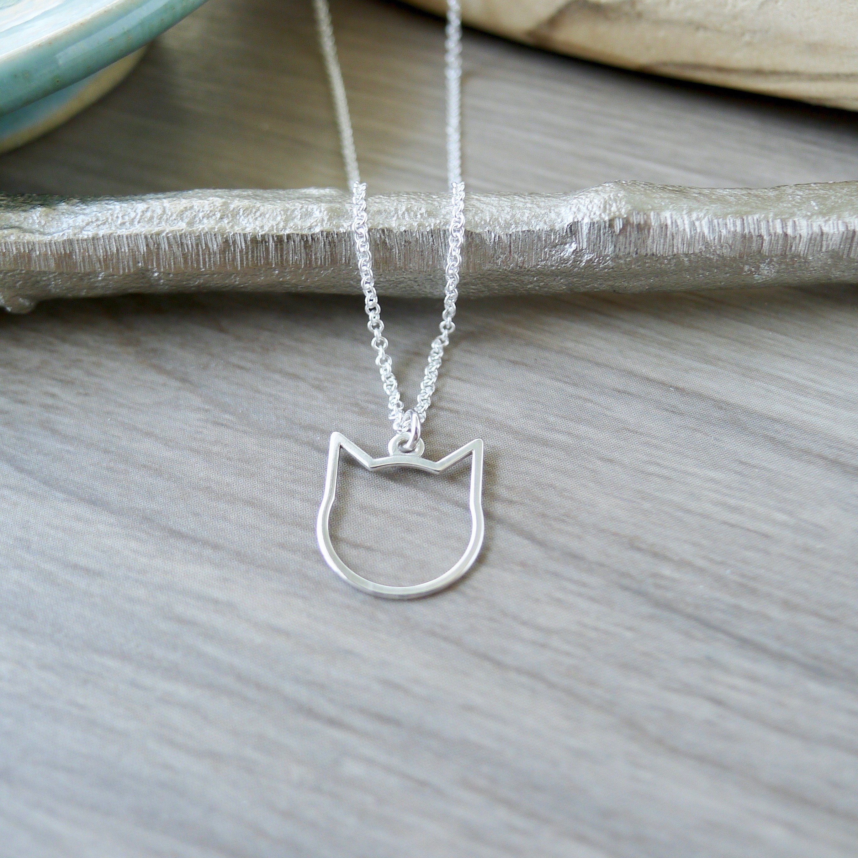 Cat Necklace Sterling Silver Cat Head Kitty Necklace Fat Etsy Canada