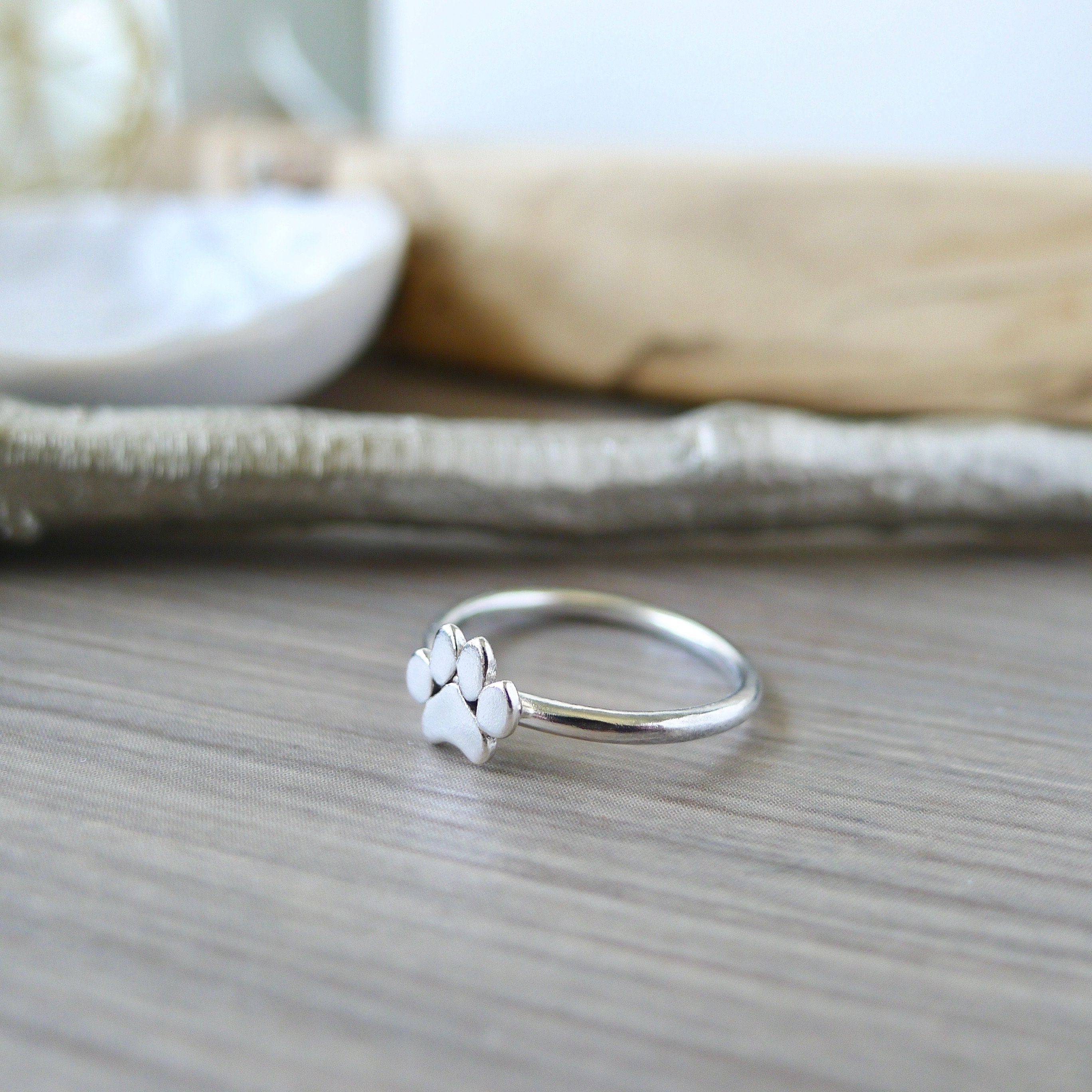 Paw Print Ring Sterling Silver Dog 
