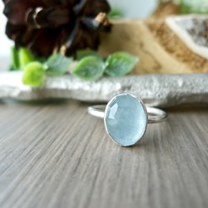 Aquamarine Ring, Sterling Silver, March Ring, Oval, Genuine Aquamarine, March Birthstone, Real Aquamarine, Faceted Aquamarine, March Jewelry