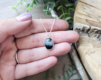 Collier 24 Pouces En Agate Du Botswana - Perles Naturelles Avec Fermoir Argent Sterling - Neuf Fait Main