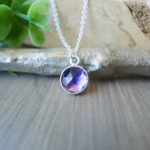 Amethyst Necklace, Sterling Silver, February Birthstone, February Jewelry, February Necklace, Genuine Amethyst, Circle, Simple Amethyst