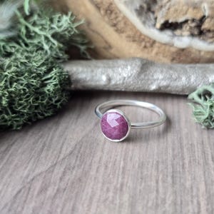 Ruby Ring, Sterling Silver, Genuine Ruby, July Birthstone, July Ring, July Gift, July Jewelry, Ruby Jewelry, Minimalist Ruby, Round Ruby