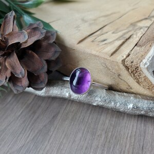 Amethyst Ring, Oval, Smooth, Deep Purple, Sterling Silver, February Birthstone, Purple Birthstone, February Gift, Small Amethyst, Genuine image 6