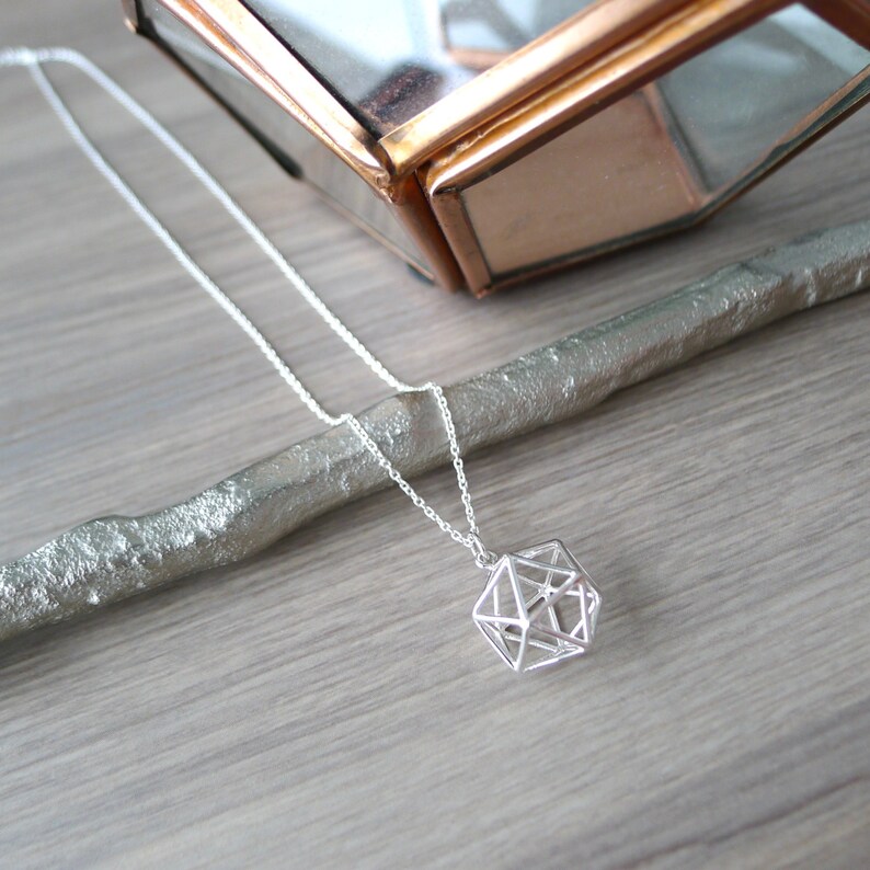 Necklace Geometric Shape 3D Geometric Simple Sphere Geometric Geometric Necklace Modern Jewelry Geometric Jewelry Sterling Silver