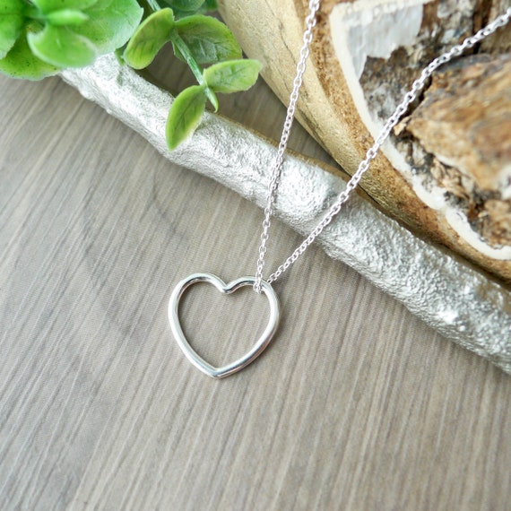 Heart Necklace, Sterling Silver, Plain Heart, Simple Heart, Modern Heart  Jewelry, Organic Heart, Open Heart, Silver Heart, Minimalist Heart - Etsy