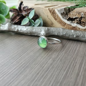 Serpentine Ring, Sterling Silver, Round, Simple Green, Genuine Serpentine, Faceted Serpentine, Deep Green, Serpentine Jewelry, Green Jewelry image 6