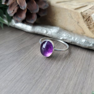 Amethyst Ring, Oval, Smooth, Deep Purple, Sterling Silver, February Birthstone, Purple Birthstone, February Gift, Small Amethyst, Genuine image 4