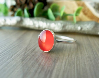 Carnelian Ring, Smooth Oval, Sterling Silver, Orange Carnelian, Carnelian, Modern Ring, Simple Ring, Carnelian Jewelry, Smooth Carnelian