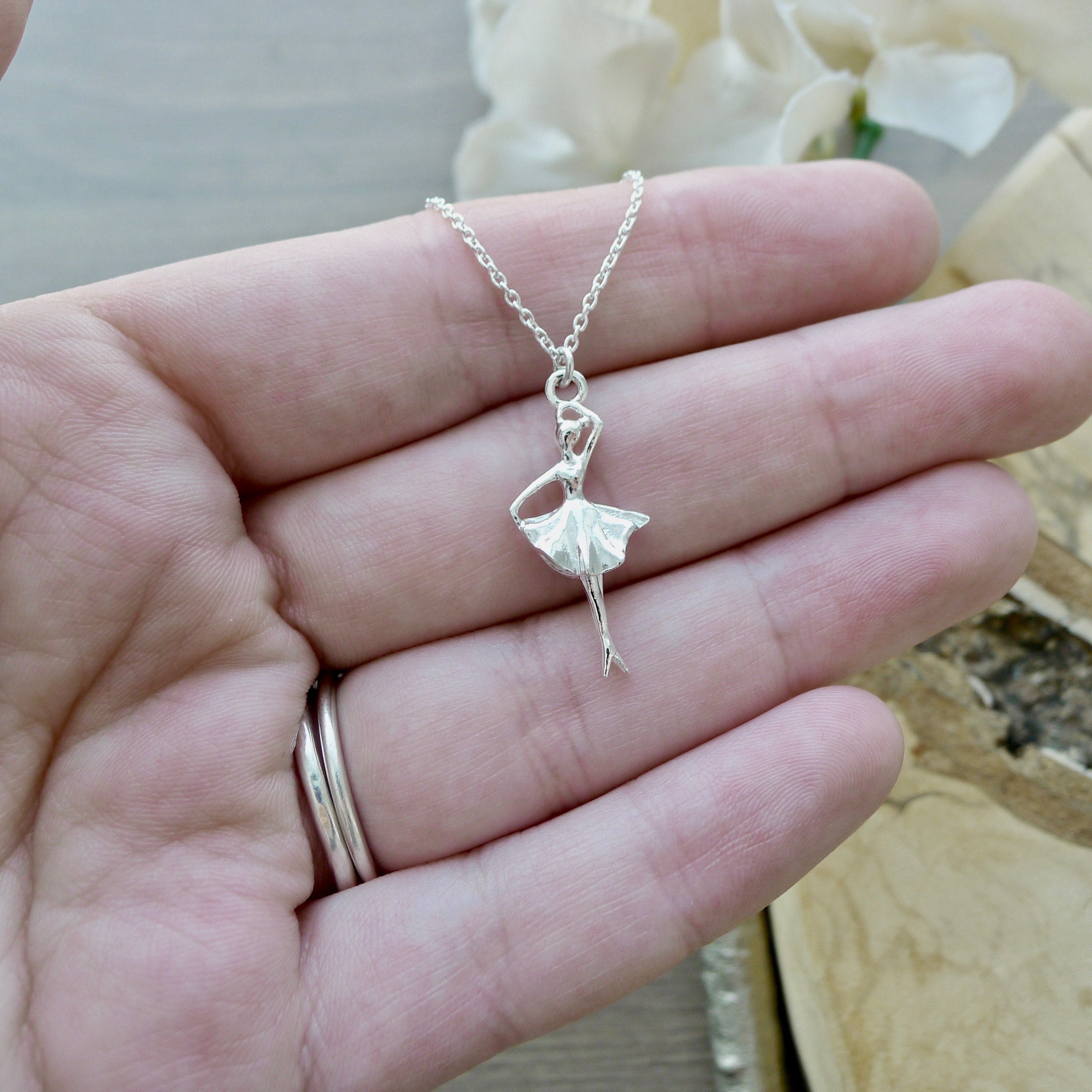 Silver ballerina hotsell necklace