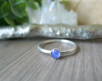 Tanzanite Ring, Sterling Silver, Minimalist Ring, Genuine Tanzanite, Purple Ring, Tanzanite, Ring Set, Modern Stacking Ring, Stacking Ring