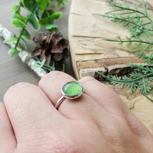 Serpentine Ring, Sterling Silver, Round, Simple Green, Genuine Serpentine, Faceted Serpentine, Deep Green, Serpentine Jewelry, Green Jewelry image 4