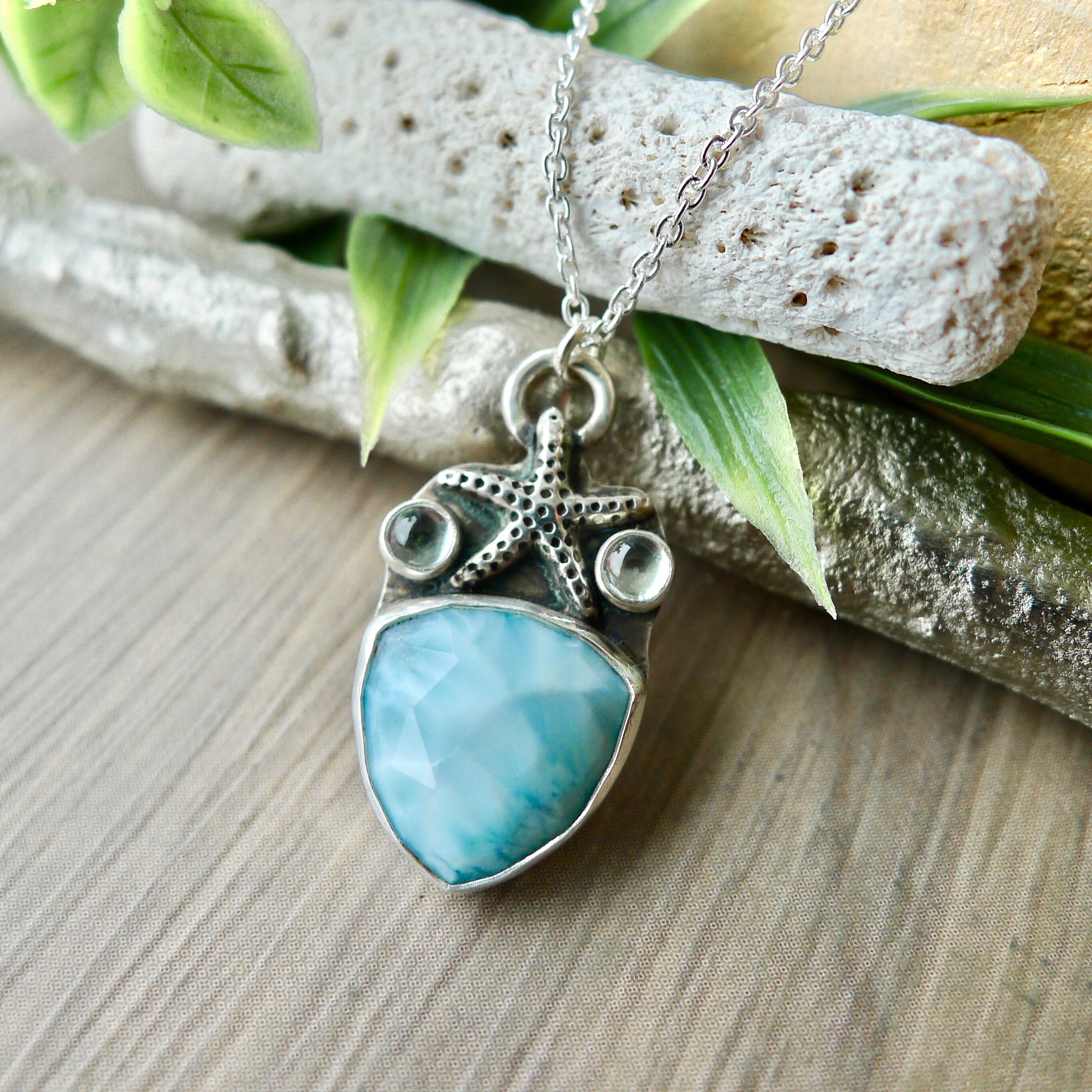 Larimar Necklace Sterling Silver Ocean 