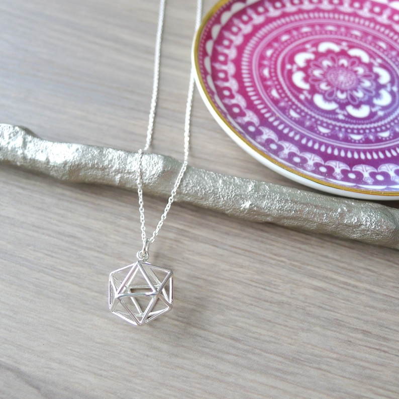 Necklace Geometric Shape 3D Geometric Simple Sphere Geometric Geometric Necklace Modern Jewelry Geometric Jewelry Sterling Silver