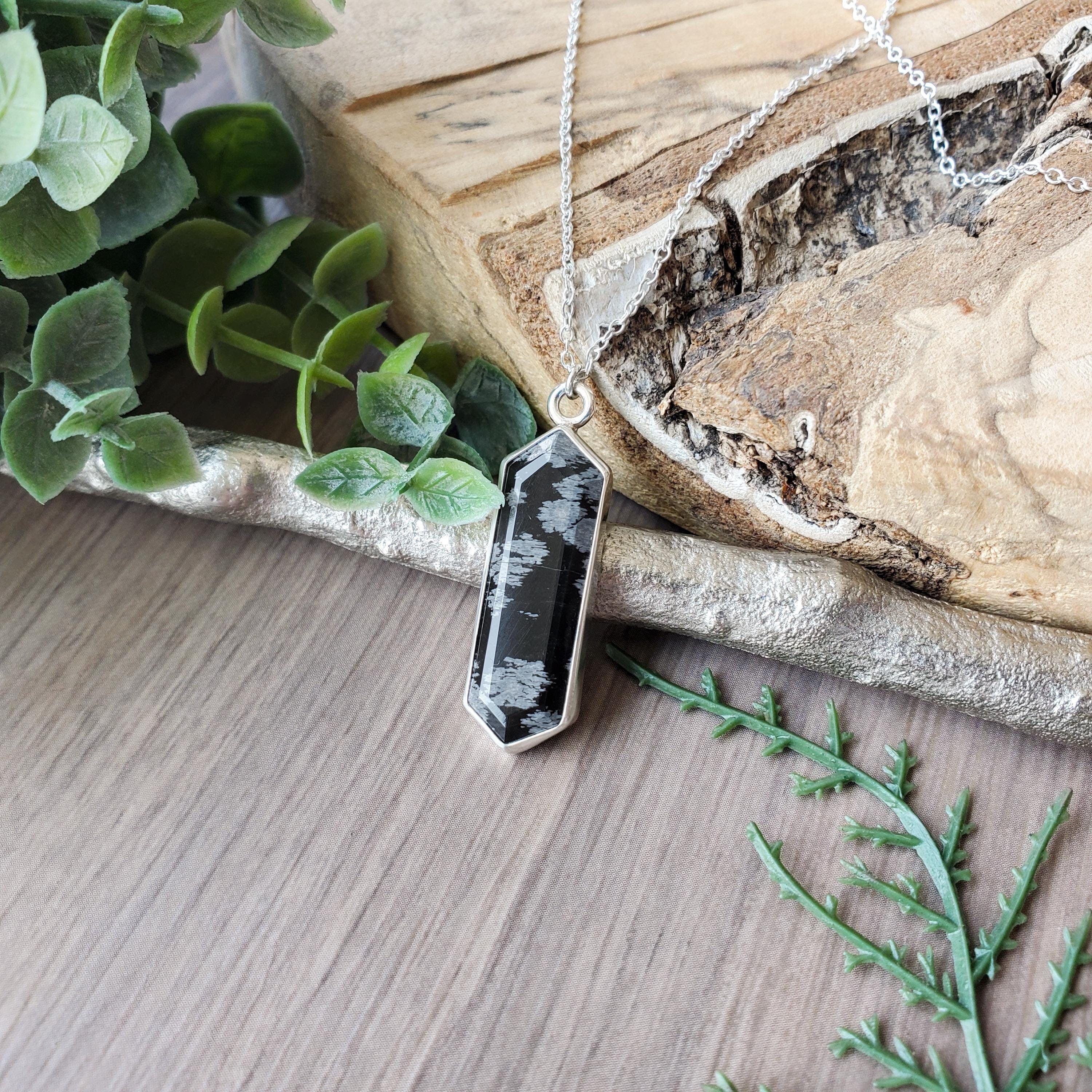 Snowflake Obsidian, Necklace, Sterling Silver, Large