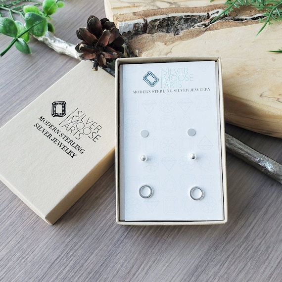 Moose Stud Earrings Oxidized Sterling Silver Moose Stud Earrings Oxidized Sterling Silver