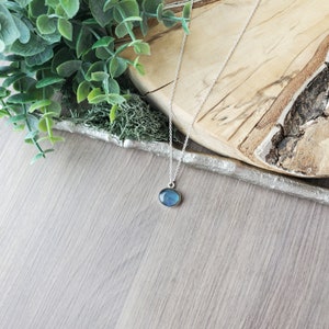 Labradorite Necklace, Sterling Silver, Smooth Labradorite, Blue Flash, Minimalist Labradorite, Oval Stone, Green Flash, Genuine Labradorite image 8