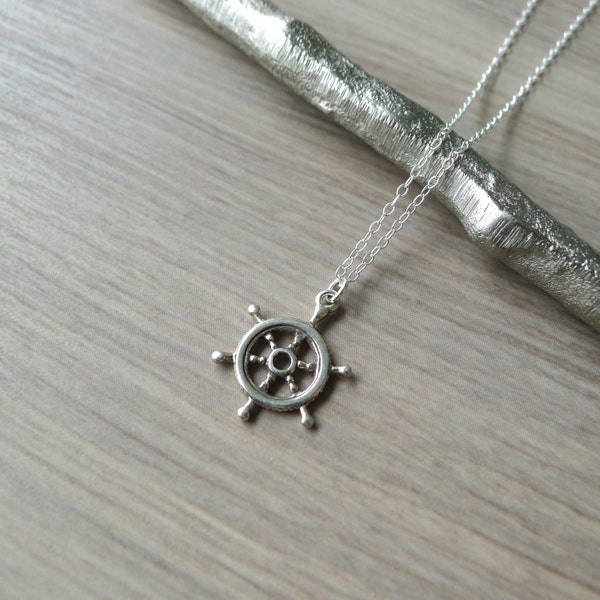 Sterling Silver Captains Wheel Necklace, Nautical Necklace