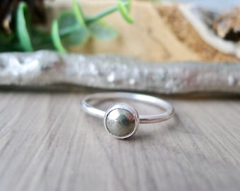 Pyrite Ring, Sterling Silver, Gold Pyrite, Fools Gold, Modern Pyrite Ring, Round Pyrite, Simple Pyrite Ring, Metallic Stone, Minimalist